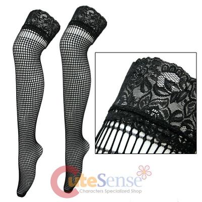 Black Square  Fishnet Stay Up Thigh Highs Stockings Leggings