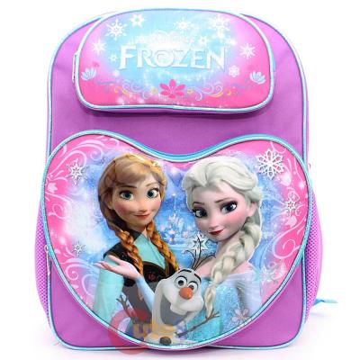 Disney Frozen Large  School  Backpack Elsa Anna Olaf 16" Bag - Snowflakes Hearts