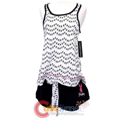 Playboy Women's 2pc Pajama Set Tank Top and Short Pants Sleepwear -L