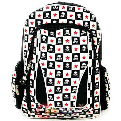 Red Skull Stars Checker Board  Large  School Backpack