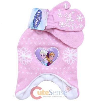 Disney Frozen Toddler Laplander Beanie Mitten Gloves set -Pink Snowflakes