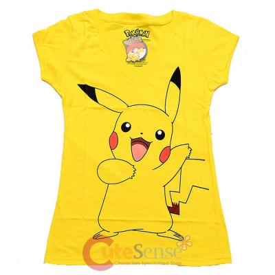 Pokemon Pikachu Girls  Yellow  V Neck T Shirt : X-Large