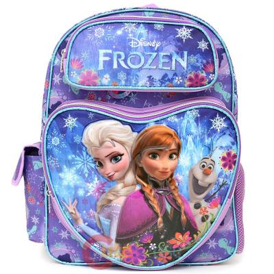 Disney Frozen Elsa Anna 16" School Backpack All Over Prints Blue Snowflakes Love with Olaf