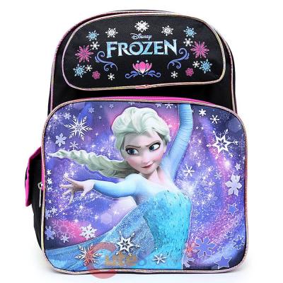 Disney Frozen Elsa 16"  School Backpack Large Bag -Black Pink