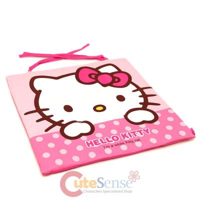 Sanrio Hello Kitty Pink Polka Dots Slim Chair Cushion with Tie Strap