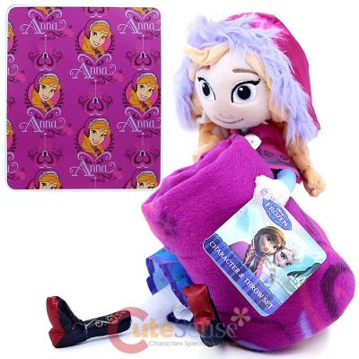 Disney Frozen Anna  Fleece Throw Blanket with Plush Doll Pillow Set