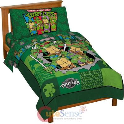 TMNT Ninja Turtles Turtle Toddler Bedding Set - 4pc Microfiber  Bed Set