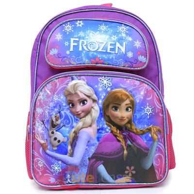 Disney Frozen  Elsa Anna Large  School  Backpack with Oalf  16" Girls Bag Purple Snowflakes