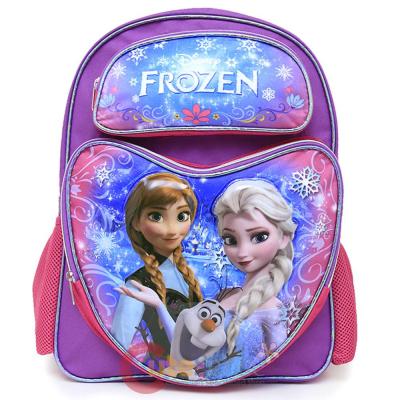 Disney Frozen Large  School  Backpack Elsa Anna Olaf 16" Bag - Snowflakes Hearts