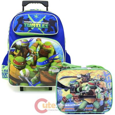 TMNT Ninja Turtles  Large  School  Roller Backpack with Lunch Bag Set- Tough Guys