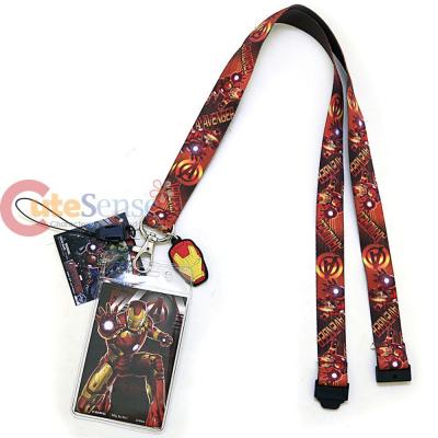 Marvel Avengers Iron Man Lanyard Keychain ID Holder with Charm Dangle