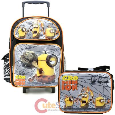 Despicable Me 3 Minions Large School Roller Backpack with Lunch Bag 2pc Set - Moive