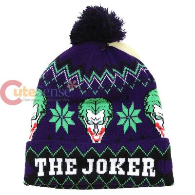 DC Comic Joker Intarsia Cuff Pom Beanie (Teen-Adult)