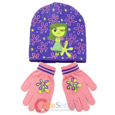 Disney Insideout Disgust  Beanie Hat Gloves Set Flowers Youth Size