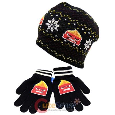 Disney Insideout Anger Beanie Snow Flakes Knitted Hat Gloves Set