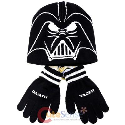 Star Wars Darth Vader Face Beanie Hat Gloves Set -Youth Size