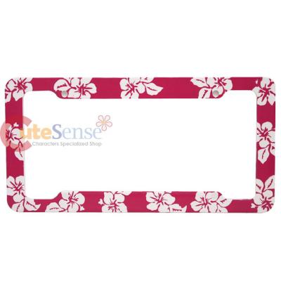 Pink Hawaiian Flowers  License Plate Frame