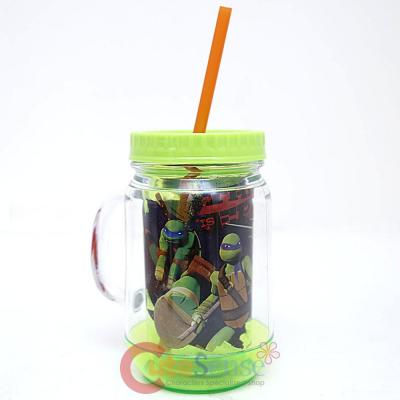 TMNT Ninja Turtle Can Jar Tumbler with Handle 14oz