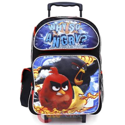 Angry Birds Large School Roller Backpack 16" Trolley Rolling Bag Why SO