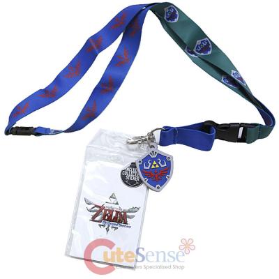 The Legent of Zleda Skyward Shield Crest Lanyard ID Pocket with Charm