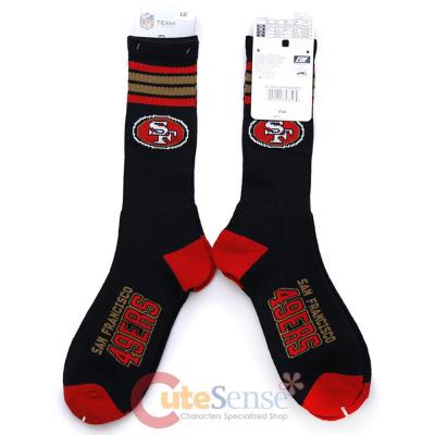 San Francisco 49ers Socks NFL Team Logo 4 Stripe Long Large