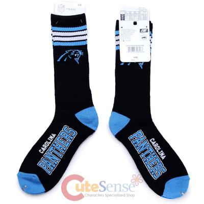 Carolina Panthers Socks NFL Team Logo 4 Stripe Long Mens Large