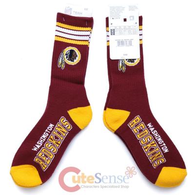 Washington Redskins Socks NFL Team Logo 4 Stripe Long Mens Large