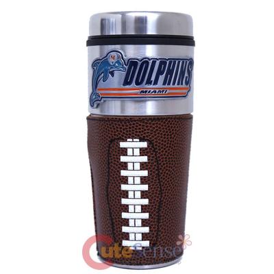 Miami Dolphins Coffee Mug NFL Travel Tumbler Cup Metal Emblem