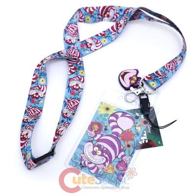 Alice in Wonderland Cheshire Cat Lanyard Key Chain ID Pocket