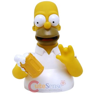 The Simpsons Family Homer Bust Bank Figure Coin Piggy Bank with Beer