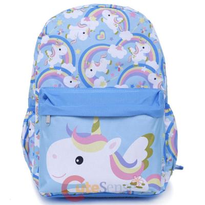 Unicorn Large School Backpack Rainbow Blue