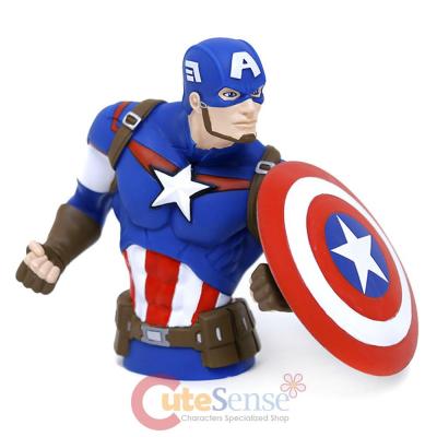 Marvel Captain America Bust Figure Coin Bank Action