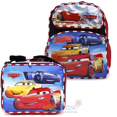 Cars Mcqueen 12" Small  School Backpack with  Lunch Bag Set