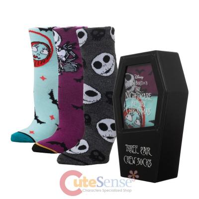 Nightmare Before Christmas Coffin 3 Pair Crew Socks Box Set