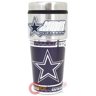 Dallas Cowboys Coffee Mug  Travel Tumbler Cup - Metallic Color Logo