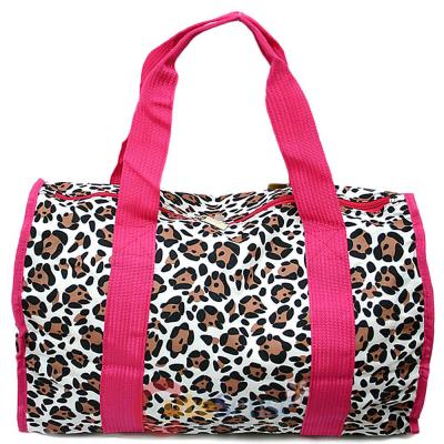 Pink Leopard Canvas Duffle Travel Bag  Animal Prints  Diaper Gym Bag