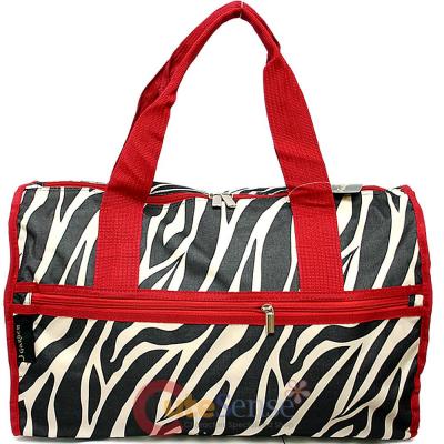 Black Red Zebra Canvas Duffle Travel Bag Animal Prints Diaper Gym Bag