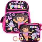 Dora The Explorer School Backpack Lunch Bag 14in Set : Flower Garden