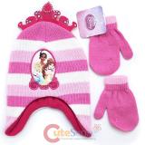 Dinsey Pricness Tiara Toddler Beanie and  Mitten Gloves Set