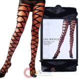 Leg Avenue Sheer Pantyhose with Opaque Woven Criss Cross Stockings Socks