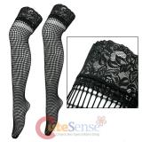 Black Square  Fishnet Stay Up Thigh Highs Stockings Leggings