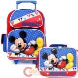 Disney Mickey Mouse 16" School Roller Backpack Lunch Bag Set - Mickey Stars