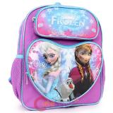 Disney Frozen 12" School Backpack  Elsa Anna Olaf Small Bag Purple Snowflakes Heart