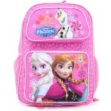 Disney Frozen Elsa Anna 16"  School Backpack with Olaf  Large Bag -Pink Floral Snowflake