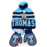 Thomas Tank Engine Friends Beanie Mitten Gloves Set - College Stripe Cuff Blue