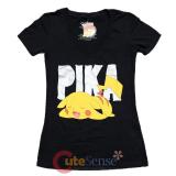 Pokemon Pikachu Girls  Black V Neck T Shirt : PICA X-Large