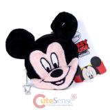 Disney Mickey Mouse Face Plush Coin Purse , Round Mini Wallet