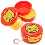 Kawaii Marvel Iron Man Lunch Box  2-Tier Round Food Container Bento