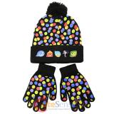 Disney Insideout Poka Dots Cuff Beanie Hat Gloves Set -Youth Size