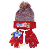 Disney Insideout Knitted Cuff Beanie Hat Gloves Set Red Youth Size